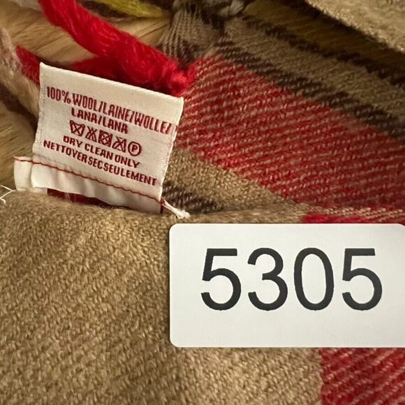 Anthropologie Vismaya Wool Scarf 68x34 Woven Multi Color Plaid Red Brown - Picture 6 of 6